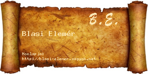 Blasi Elemér névjegykártya